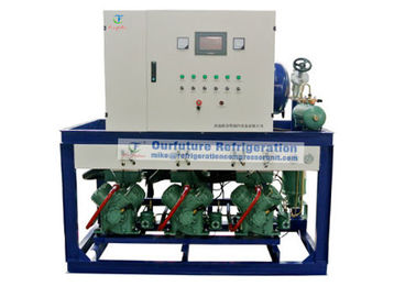 De eenheid van de de koelingscompressor van R404abitzer voor -18℃ lams koude opslag met PLC autocontrolesysteem